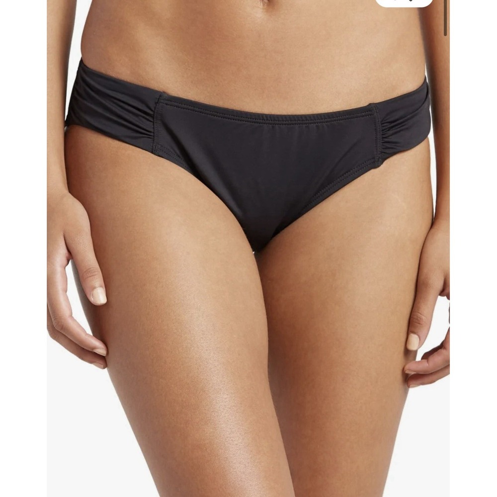 Tommy Bahama Women's Pearl Side-Shirred Hipster Bikini Bottom Black‎ Size XL NWT
